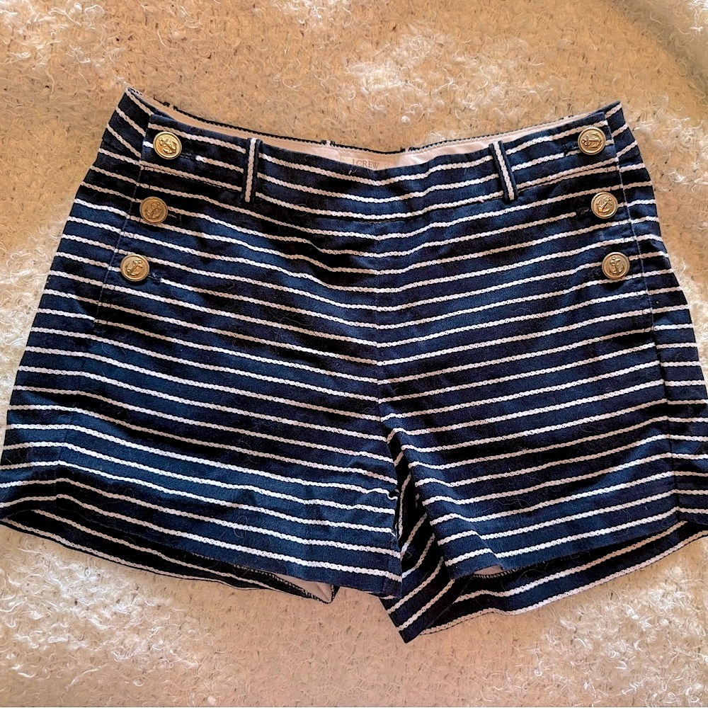 J. Crew Navy and White Striped Shorts Size 4